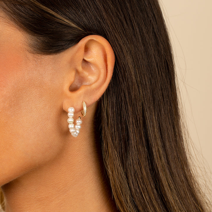  Multi Pearl Open Hoop Earring - Adina Eden's Jewels