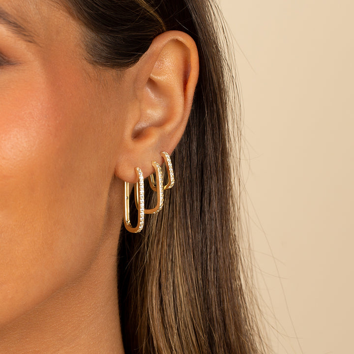  CZ U-Shape Huggie Earring - Adina Eden's Jewels