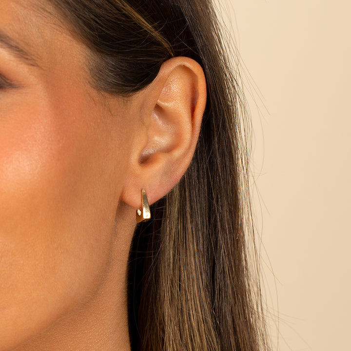  Solid Graduated Elongated Open Hoop Stud Earring - Adina Eden's Jewels