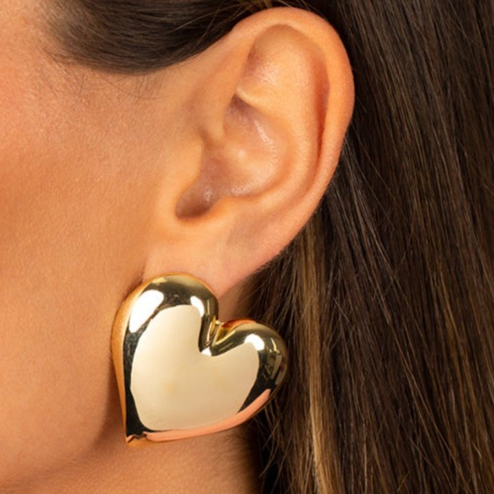 Puffy Chunky Heart Stud Earring | Adina Eden Jewels