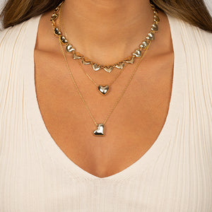  Chunky Solid Hearts Necklace - Adina Eden's Jewels