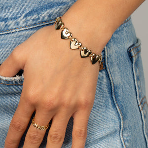  Chunky Solid Hearts Bracelet - Adina Eden's Jewels