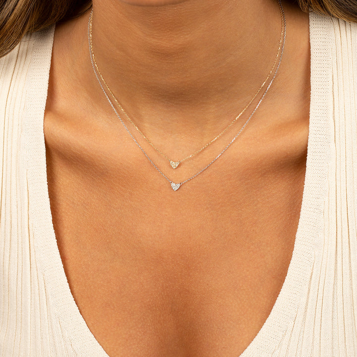  Diamond Pavé Heart Necklace 14K - Adina Eden's Jewels