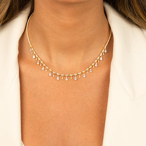  Colored Dangling Teardrop Tennis Necklace - Adina Eden's Jewels