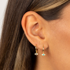  Dangling Evil Eye Huggie Earring - Adina Eden's Jewels