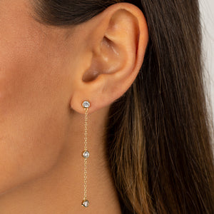  Bezel Diamond By The Yard Drop Stud Earring - Adina Eden's Jewels