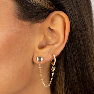  Pavé Huggie Chain X Stud Earring - Adina Eden's Jewels