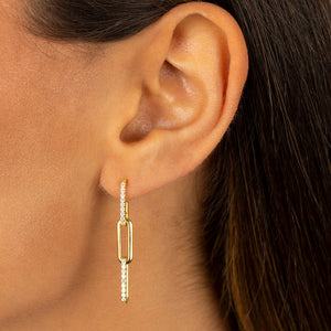  Pavé Paperclip Drop Stud Earring - Adina Eden's Jewels