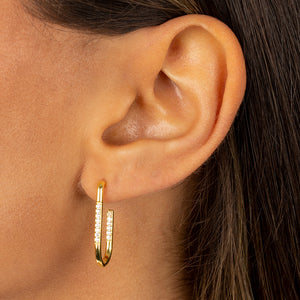  Inward Pavé Oval Open Hoop Earring - Adina Eden's Jewels