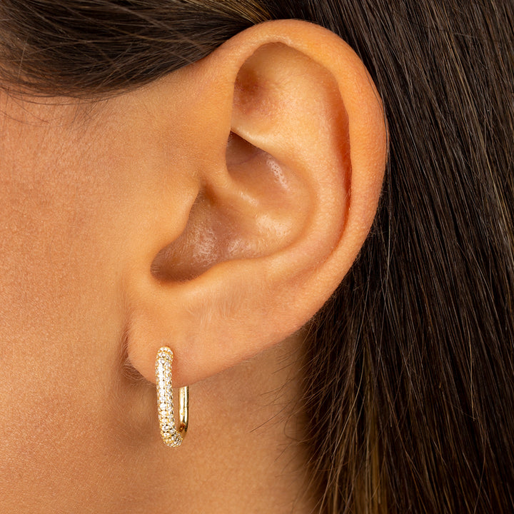  Rounded Pavé Oval Huggie Earring - Adina Eden's Jewels