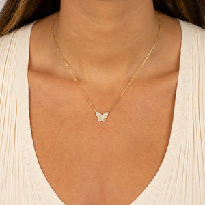 Pavé X Baguette Butterfly Necklace - Adina Eden's Jewels