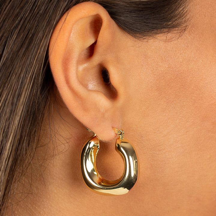  Solid Wide Chunky Square Hoop Earring - Adina Eden's Jewels