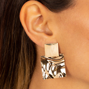  Chunky Fluid Double Square Drop Stud Earring - Adina Eden's Jewels
