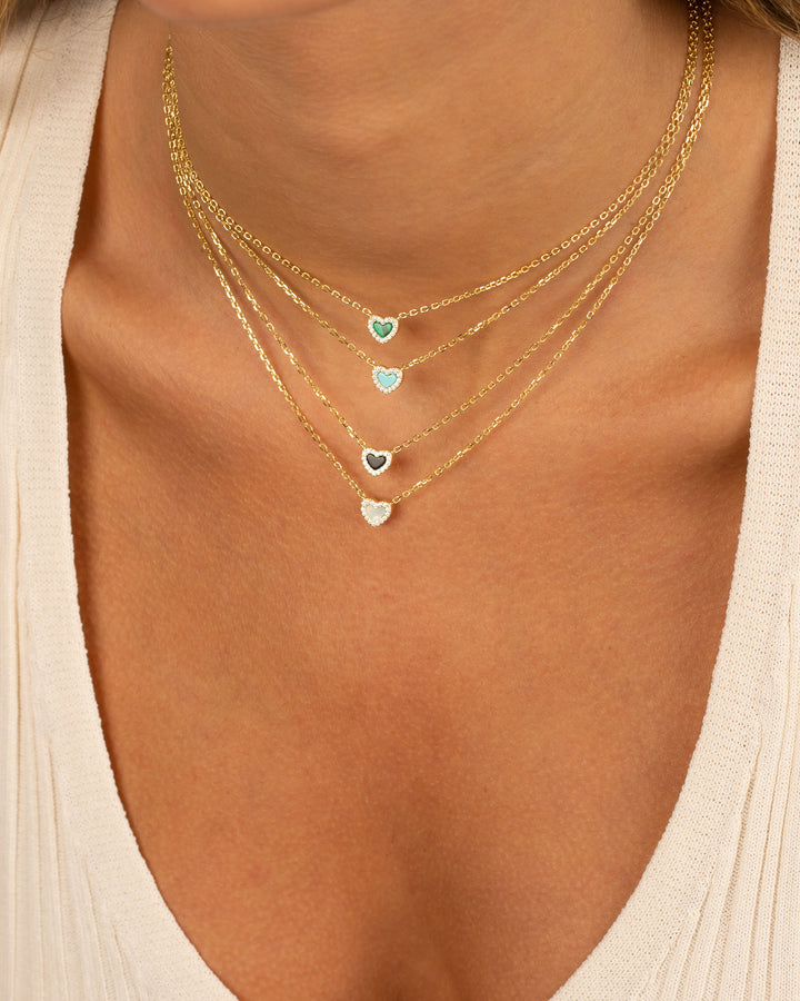  Tiny Pave Colored Gemstone Pendant Necklace - Adina Eden's Jewels