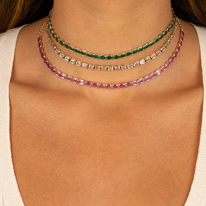 White Topaz Baguette Tennis Choker 14K - Adina Eden's Jewels