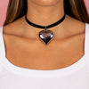  Large Puffy Chunky Heart Necklace Black Velvet Choker - Adina Eden's Jewels