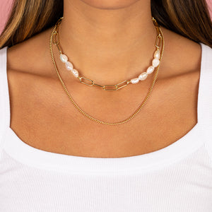 Pearl & Paperclip Necklace - Adina Eden's Jewels