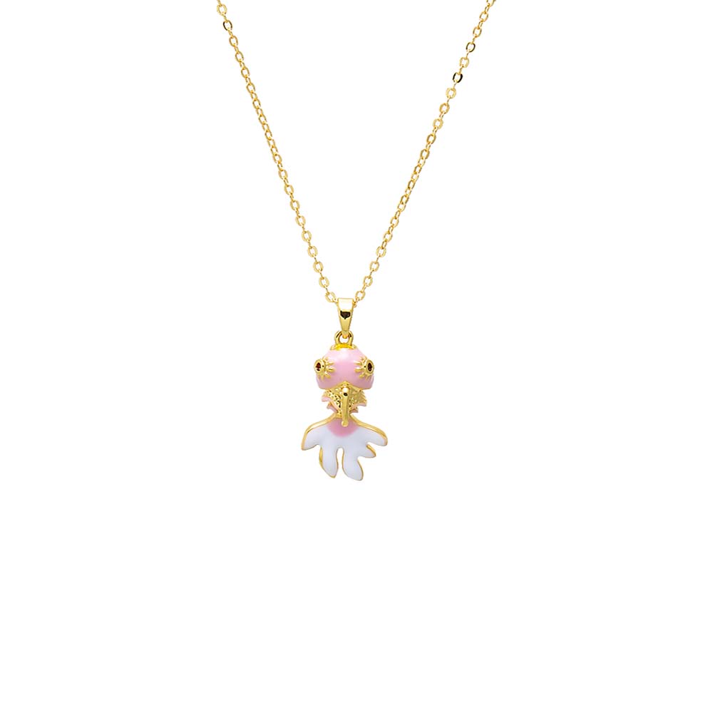 Pink Pink Enamel Swimmy Fish Pendant Necklace - Adina Eden's Jewels