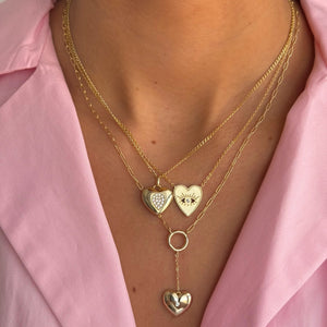 CZ Bubble Heart Drop Lariat Necklace - Adina Eden's Jewels