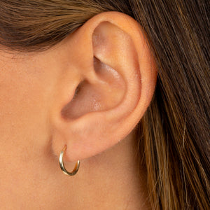  Solid Hollow Rounded Hoop Earring 14K - Adina Eden's Jewels