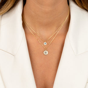  Pavé & Enamel Evil Eye Disc Necklace - Adina Eden's Jewels
