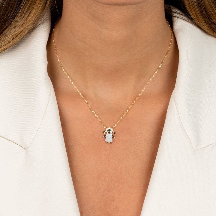  Pavé & Mother Of Pearl Kids Necklace - Adina Eden's Jewels