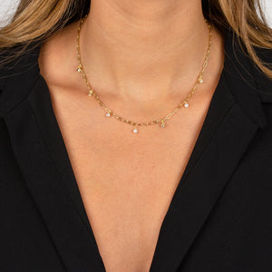  Colored Multi Dangling CZ Stone Link Necklace - Adina Eden's Jewels