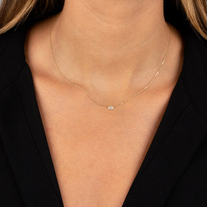  Petite Diamond X Sapphire Evil Eye Necklace 14K - Adina Eden's Jewels
