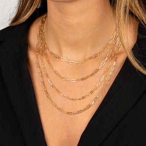  Medium Paperclip Necklace 14K - Adina Eden's Jewels