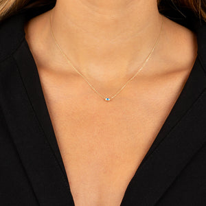  Tiny Enamel Evil Eye Necklace 14K - Adina Eden's Jewels