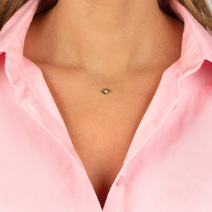  Diamond Mini Evil Eye Necklace 14K - Adina Eden's Jewels