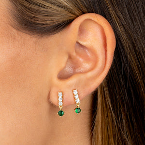  Colored Dangling Solitaire Bar Stud Earring - Adina Eden's Jewels