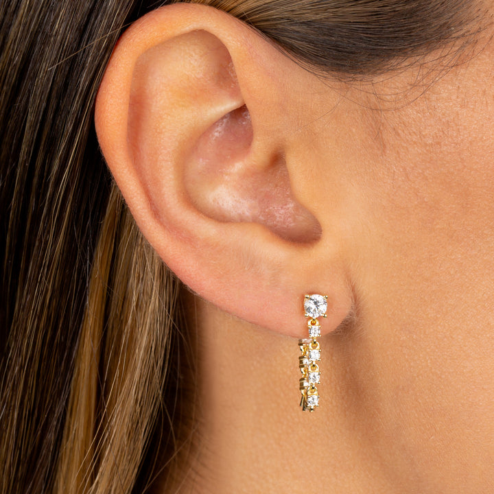  Graduated CZ Front Back Chain Stud Earring - Adina Eden's Jewels