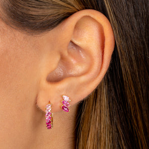 Pink Ombre Multi Marquise Huggie Earring - Adina Eden's Jewels