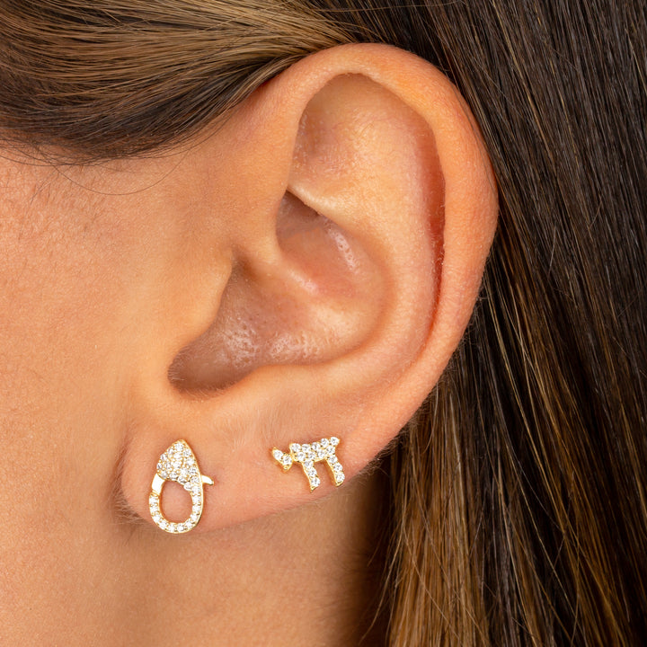  Mini Pavé Clasp Stud Earring - Adina Eden's Jewels