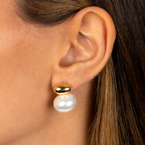  Solid Ball X Pearl Stud Earringm - Adina Eden's Jewels