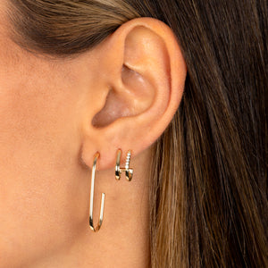  Solid Open Paper Clip Hoop Earring 14K - Adina Eden's Jewels
