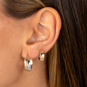  Two Tone Wide Huggie Earring 14K - Adina Eden's Jewels