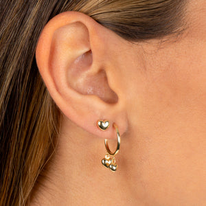  Dangling Puffy Hearts Hoop Earring 14K - Adina Eden's Jewels