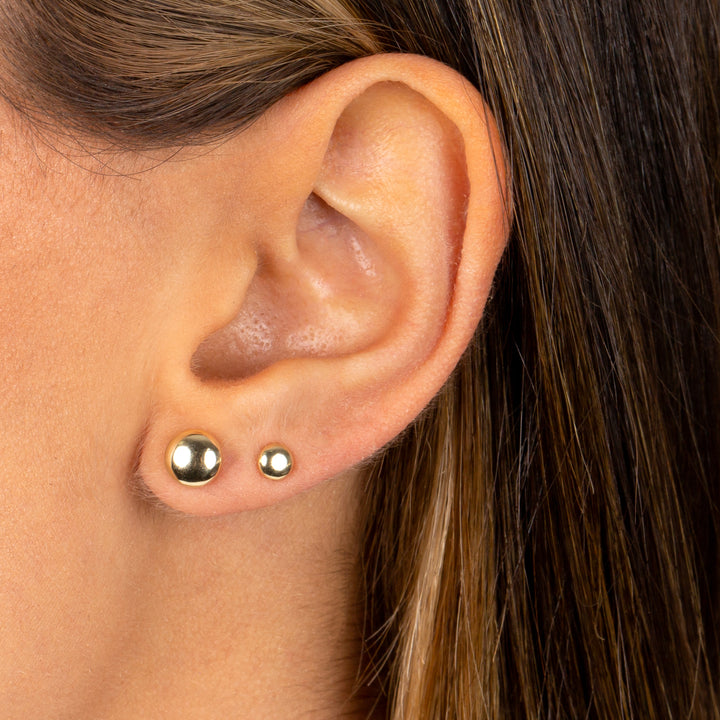  Flat Round Pebble Stud Earring 14K - Adina Eden's Jewels