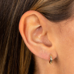  Diamond Cut Huggie Earring 14K - Adina Eden's Jewels