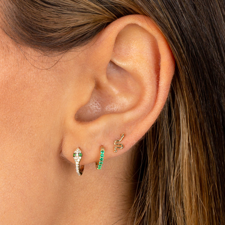  Tiny Solid Snake Stud Earring 14K - Adina Eden's Jewels