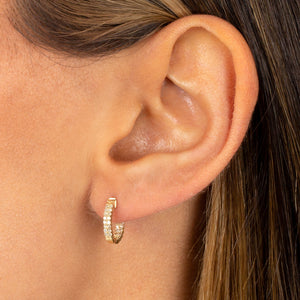  Diamond Pavé Double Row Hoop Earring 14K - Adina Eden's Jewels