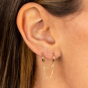  Double Chain Huggie Earring 14K - Adina Eden's Jewels