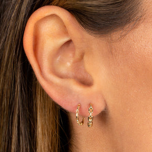  Solid Chain Link Huggie Earring 14K - Adina Eden's Jewels