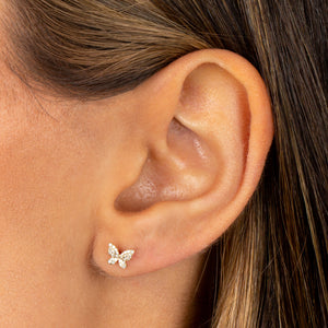  Diamond Mini Butterfly Stud Earring 14K - Adina Eden's Jewels