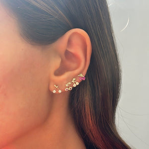  Ruby Red Cherry Bezel Stud Earring 14K - Adina Eden's Jewels