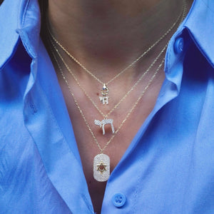 Pave Dangling Jewish Charms Pendant Necklace - Adina Eden's Jewels