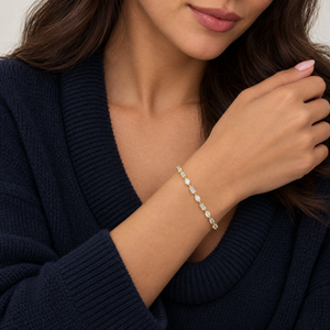 Lab Grown Diamond Emerald/Oval Semi Bezel Tennis Bracelet