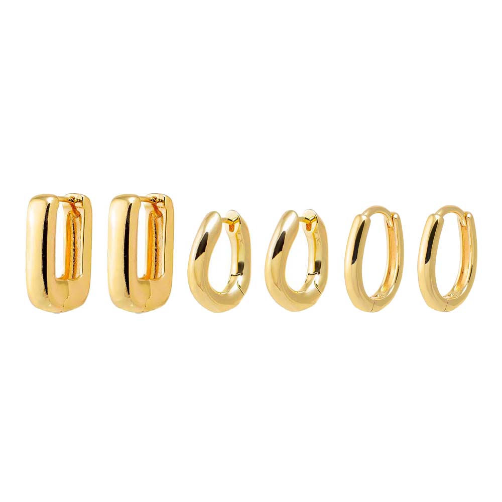 Gold The Solids Huggie Earring Combo Set - Adina Eden's Jewels